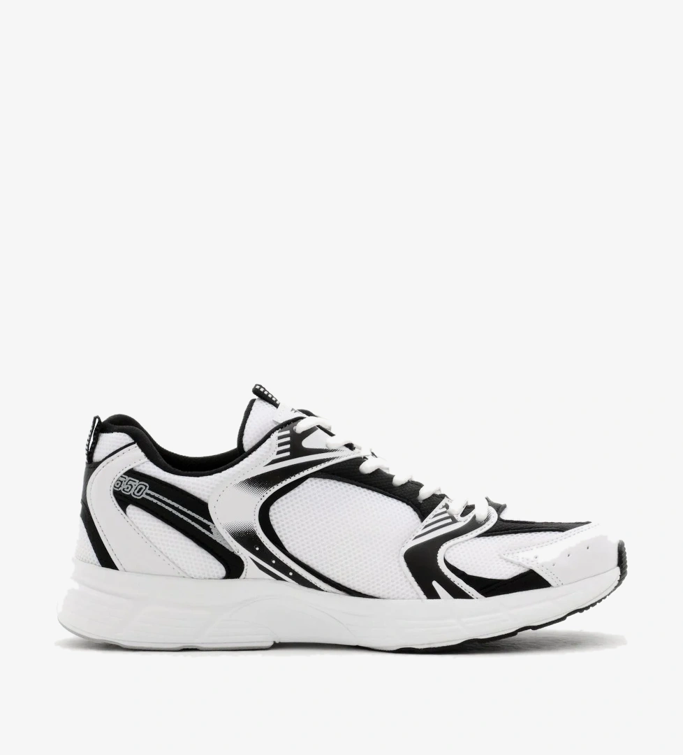 Unisex Beyaz Siyah Rahat Kalıp Faylon Taban Bağcıklı Spor Ayakkabı - Görsel 1