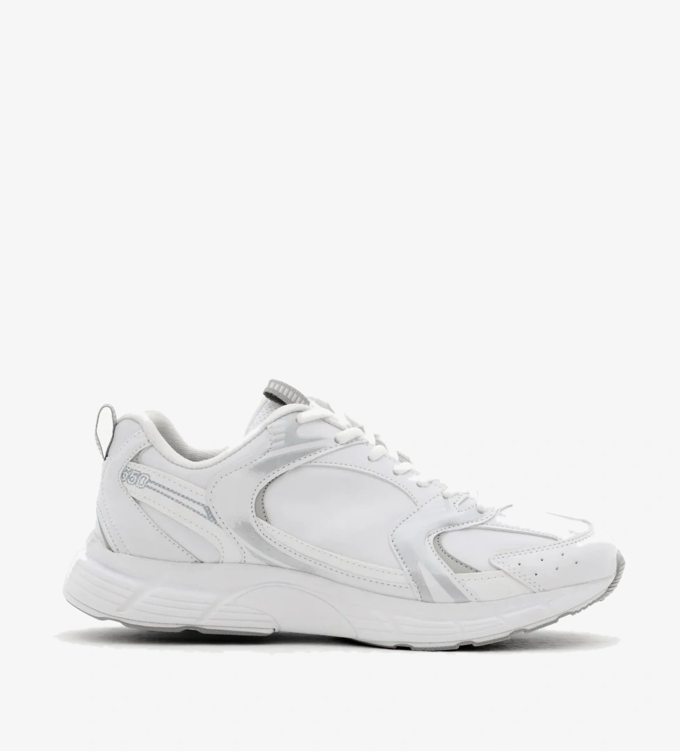 Tonny Black Unisex Beyaz Gümüş Cilt Rahat Kalıp Faylon Taban Bağcıklı Spor Ayakkabı - Görsel 1