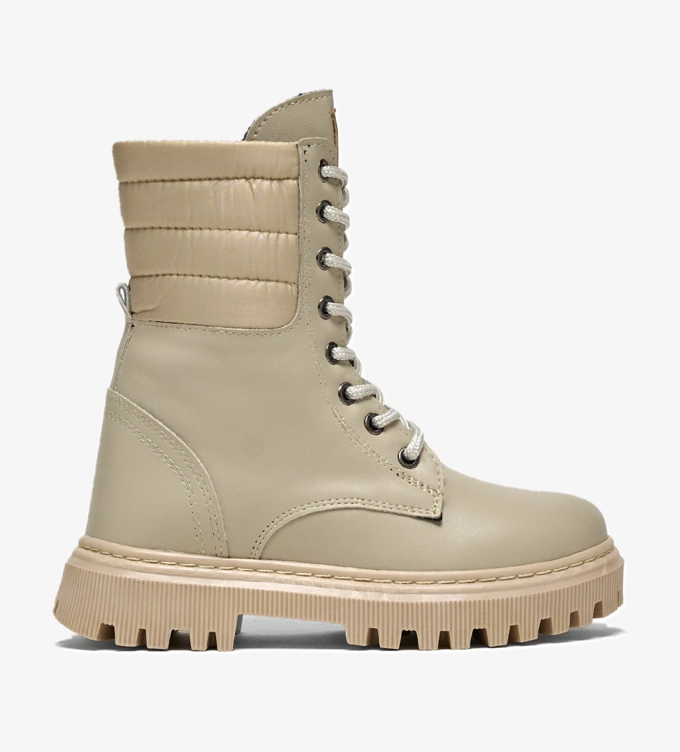 Kız Çocuk Nude Termo Taban Yanı Kapitone Desenli Bağcıklı ve Fermuarlı Bot