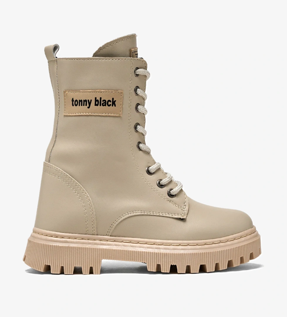 Kız Çocuk Bej Termo Taban Önü Bağcıklı Uzun Bot