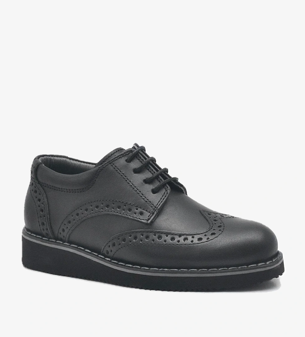 Rakerplus Hakiki Deri Bağcıklı Siyah Erkek Çocuk Klasik Okul Ayakkabı model görseli