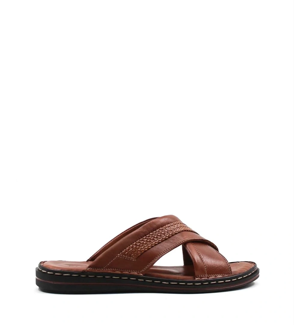 Hakiki Deri Erkek Düz Terlik 128MA173 - Görsel 1