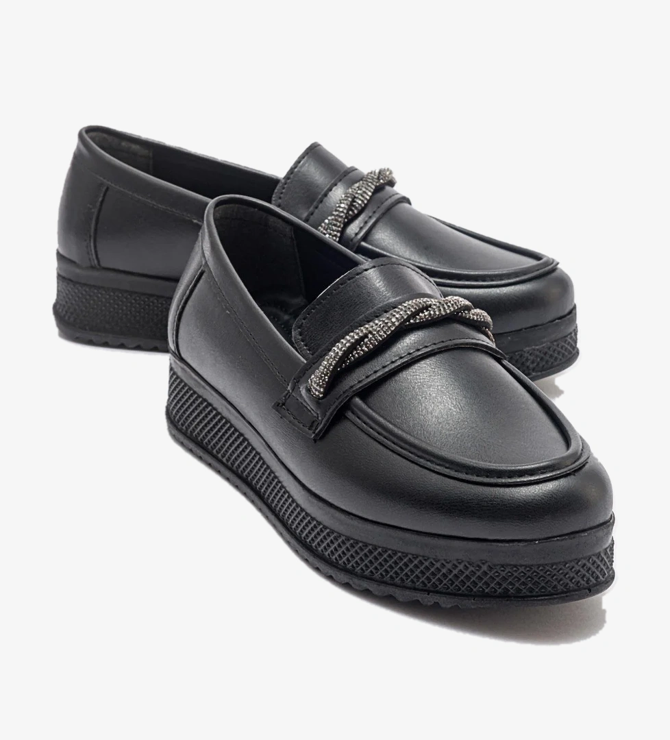 Kadın Taşlı Ayakkabı SİYAH CİLT - Görsel 1