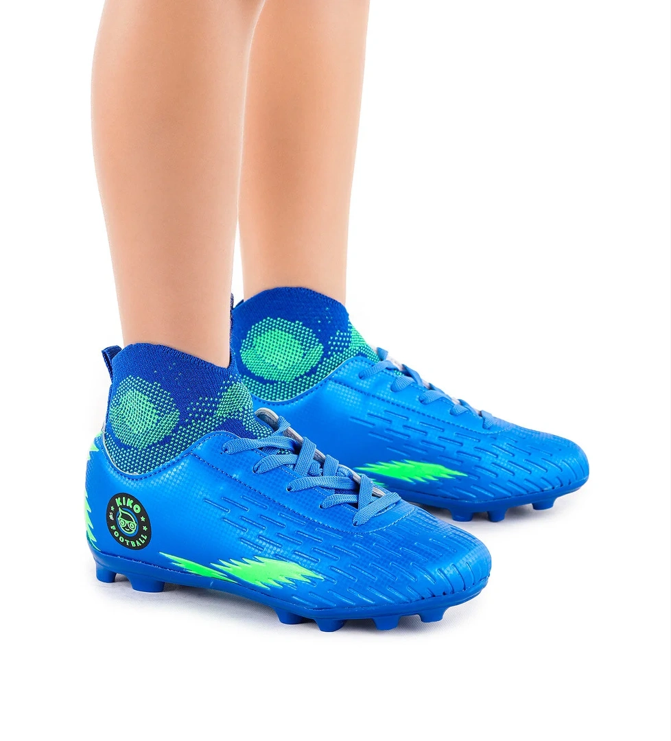 142 FKP Boğazlı Krampon Çim Saha Erkek Çocuk Futbol Ayakkabı Saks Mavi - Yeşil