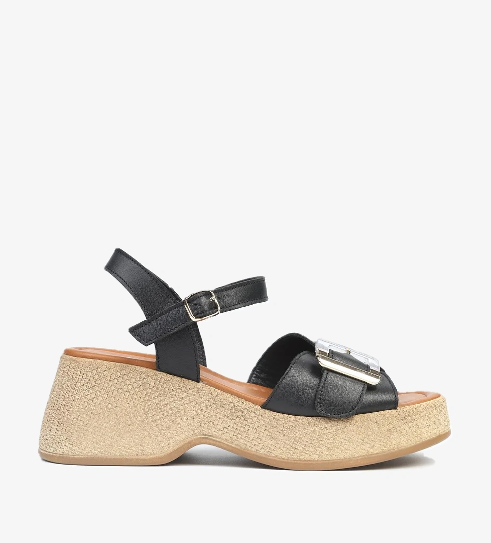 ® | PC-7209- 3807 Siyah-Kadın Dolgu Topuklu Ayakkabı