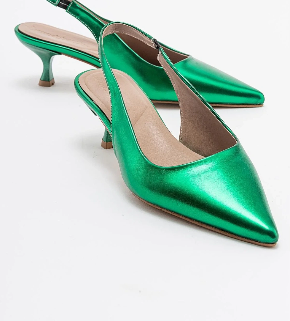 Ccway Kadın Stiletto Ayakkab ÇİMEN YEŞİLİ CİLT model görseli