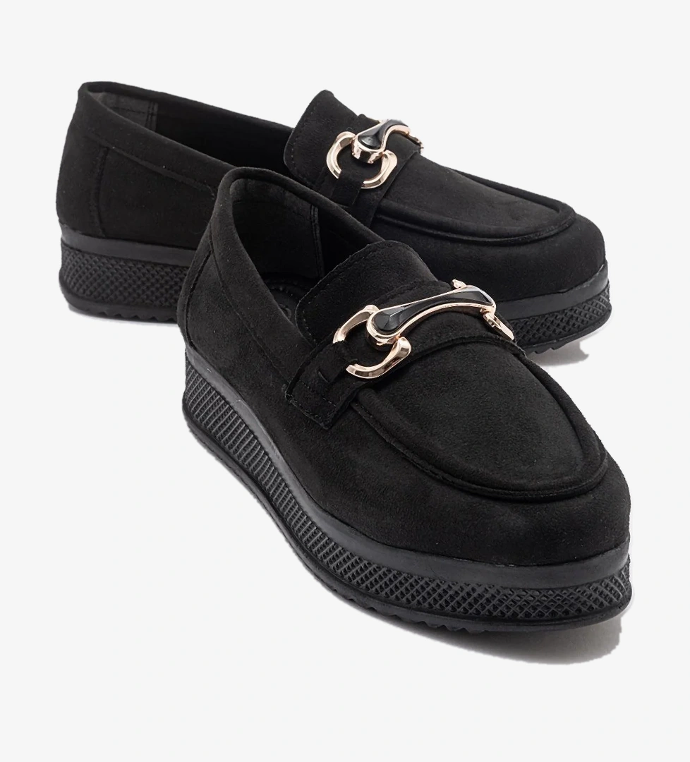 Kadın Tokalı Ayakkabı SİYAH SÜET