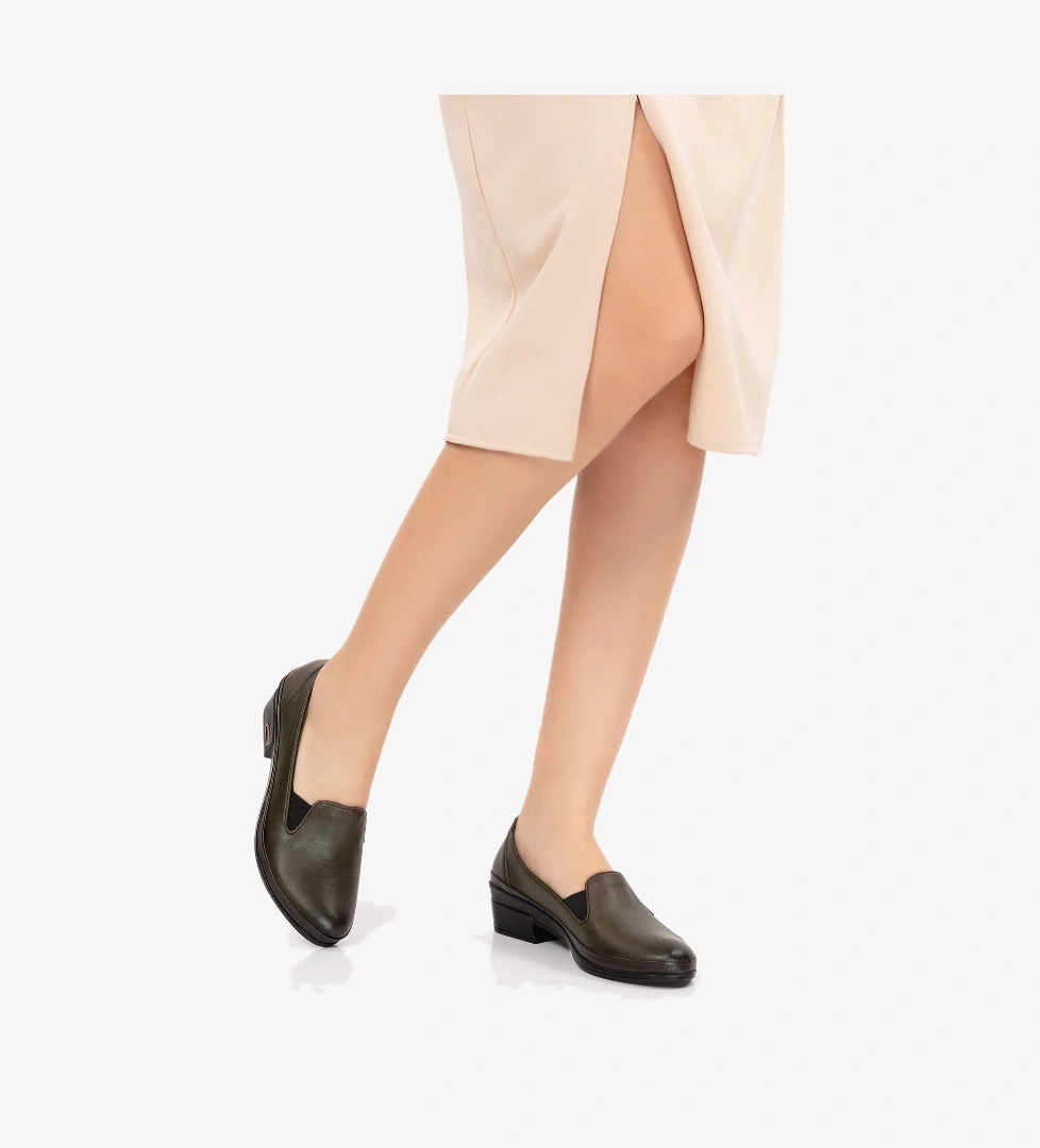 Gondol Hakiki Deri Kısa Topuklu Lastik Detaylı Ayakkabı msa.65 - Görsel 1