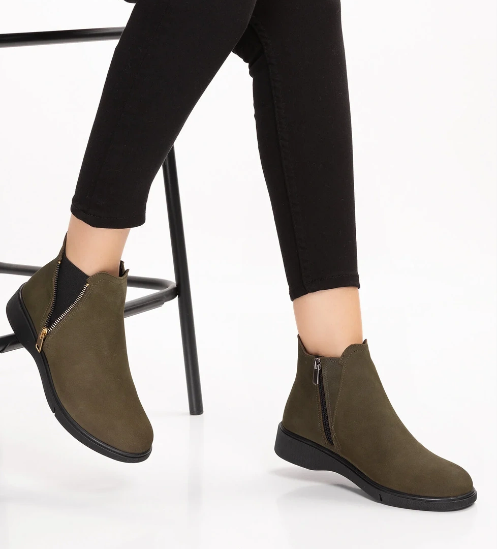 Gondol Hakiki Deri Nubuk Fermuarlı Günlük Bot esfa.3539