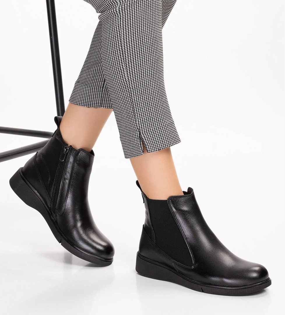 Gondol Hakiki Deri Yanları Lastikli Fermuarlı Günlük Bot esfa.6043