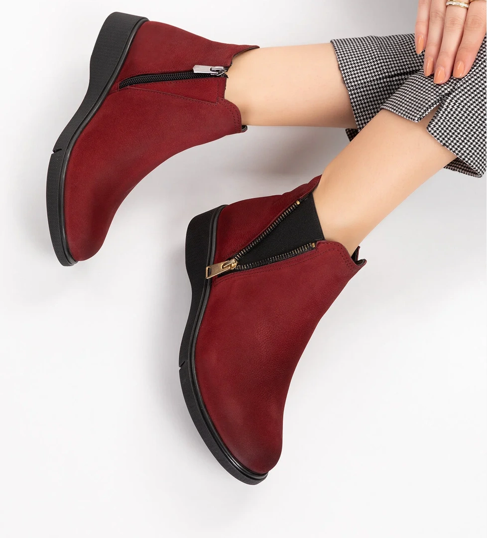 Gondol Hakiki Deri Nubuk Fermuarlı Günlük Bot esfa.3539