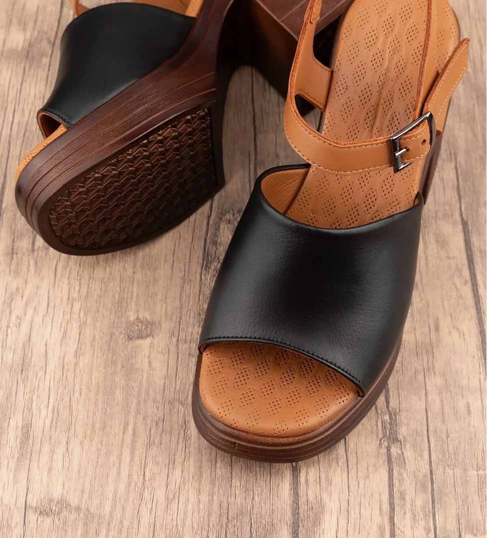 Gondol Kadın Hakiki Deri Platform Topuklu Sandalet msa.34