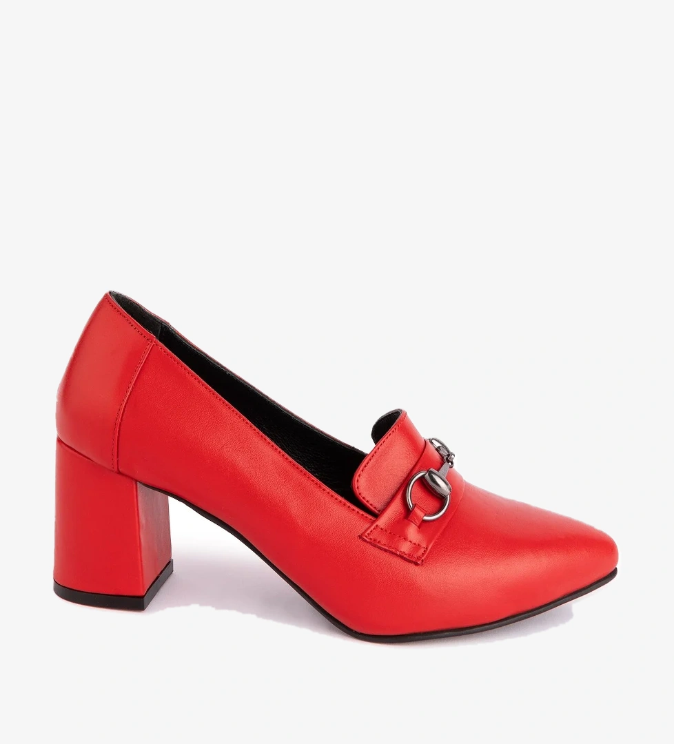 Gondol Kadın Hakiki Deri Klasik Topuklu Toka Detaylı Ayakkabı şhn.956