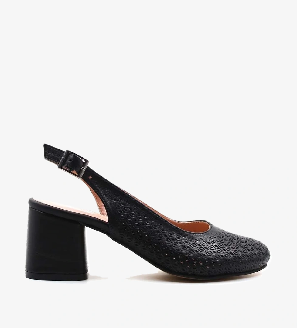 Hakiki Deri Kadın Kalın Topuklu Ayakkabı 129ZA01 - Görsel 1