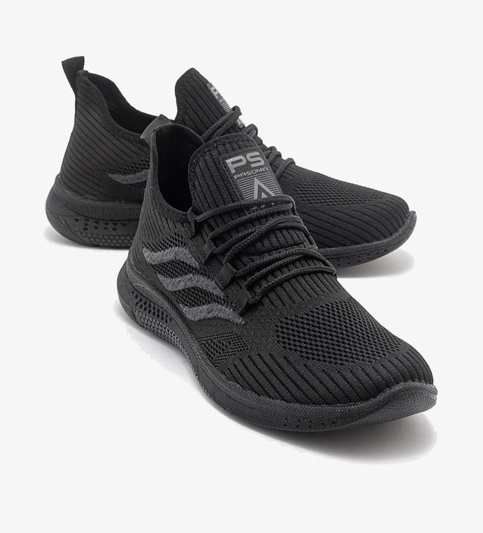 Erkek Triko Spor Ayakkabı SİYAH SİYAH