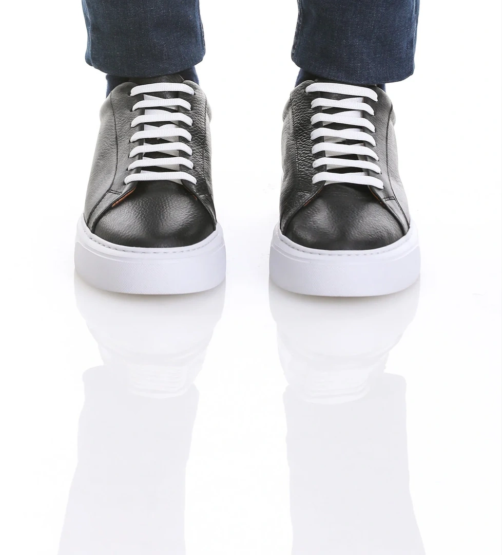 Hatemoğlu Siyah Casual Bağcıklı Deri Sneakers