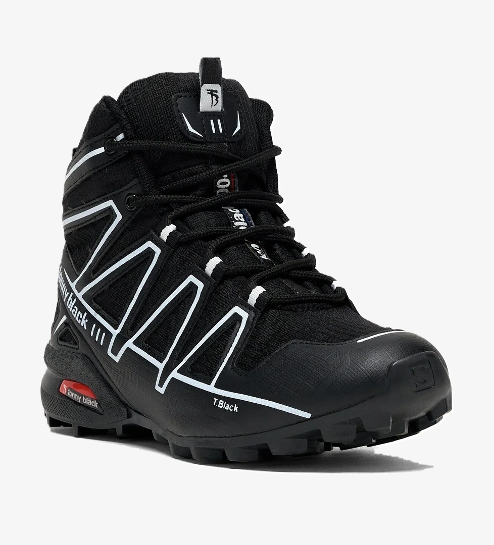 Unisex Siyah Beyaz Rahat Kalıp Trekking Bot