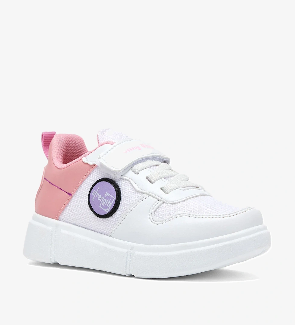 Çocuk Unisex Beyaz Şeker Rahat Kalıp Cırtlı Ayakkabı