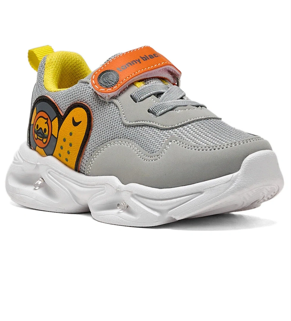 Çocuk Unisex Buz Sarı Işıklı Cırtlı Ayakkabı