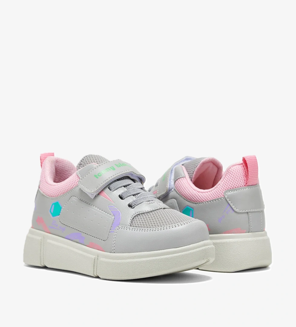 Çocuk Unisex Buz Şeker Rahat Kalıp Cırtlı Ayakkabı