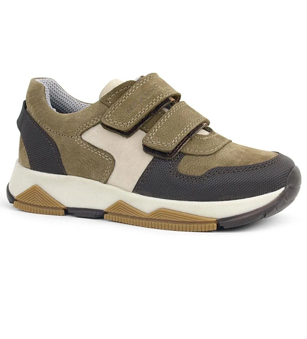 Hakiki Deri Vizon Kahve Çocuk Cırtlı Sneakers Spor Ayakkabı - Görsel 1