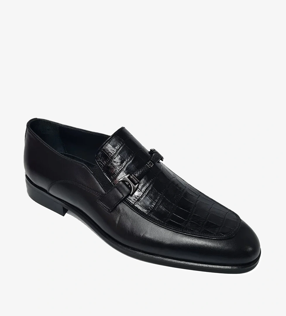 Voyager Bağsız Metal Bantlı Croco Desen Yazlık Hakiki Deri Klasik Ayakkabı 6818 model görseli