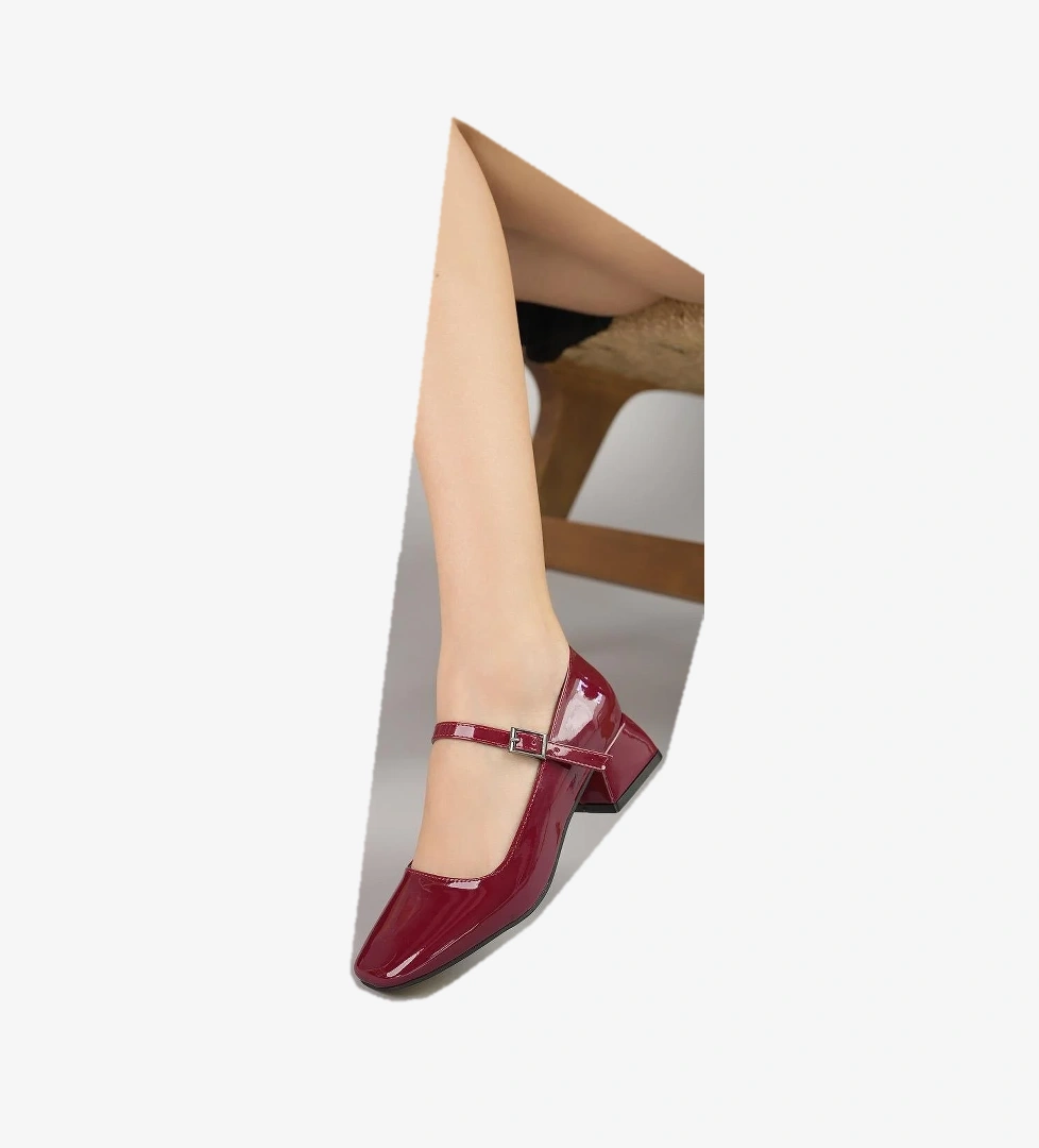 Muggo MARY Garantili Kare Burunlu Kadın Kısa Topuklu Ayakkabı