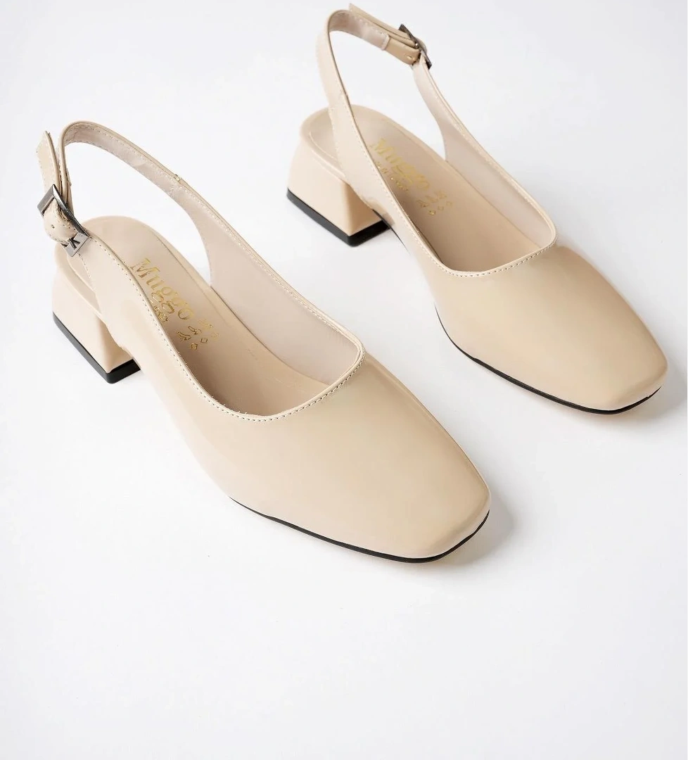 LOİS Garantili Arkası Açık Kare Burunlu Kadın Kısa Topuklu Ayakkabı