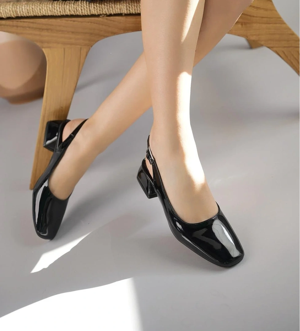 LOİS Garantili Arkası Açık Kare Burunlu Kadın Kısa Topuklu Ayakkabı