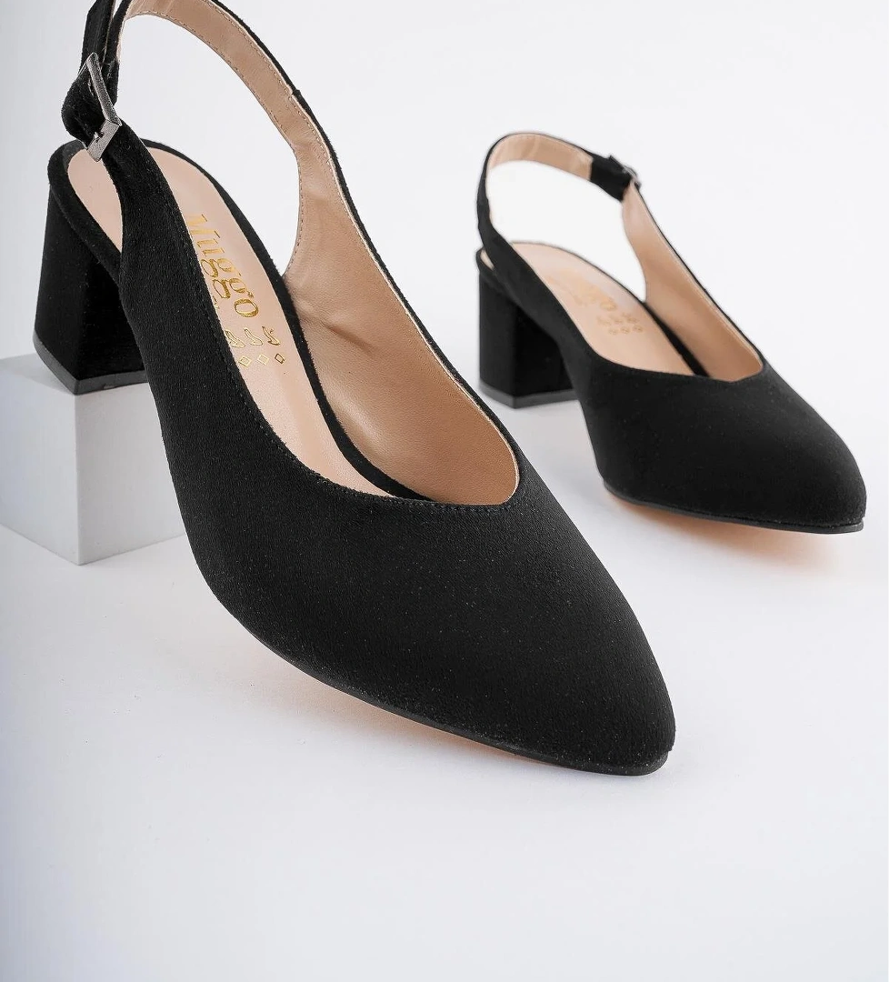 W0711 Garantili Kadın Arkası Açık Klasik Günlük Tarz Şık ve Rahat Topuklu Ayakkabı