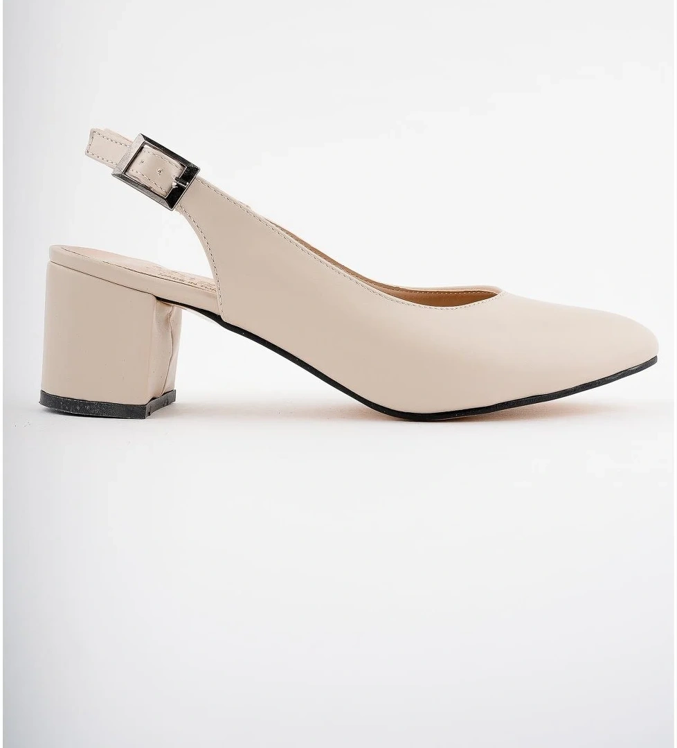 W0711 Garantili Kadın Arkası Açık Klasik Günlük Tarz Şık ve Rahat Topuklu Ayakkabı