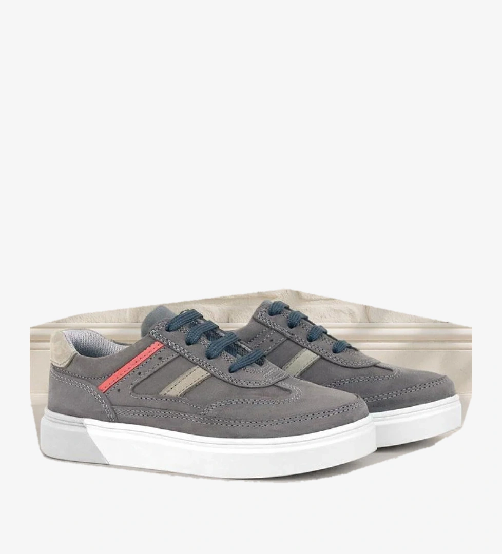 Rakerplus Gri Hakiki Deri Bağcıklı Erkek Çocuk Sneaker Ayakkabı model görseli