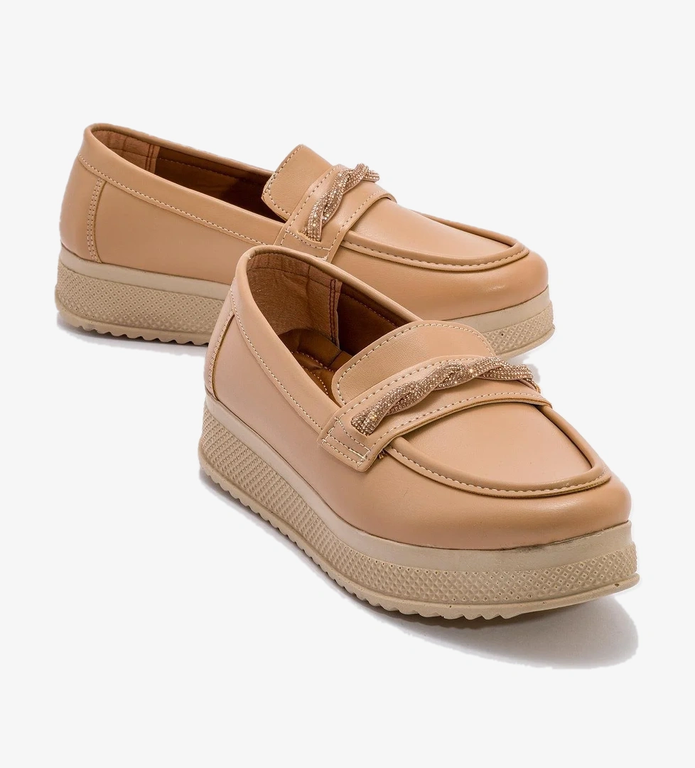 Kadın Taşlı Ayakkabı NUDE CİLT