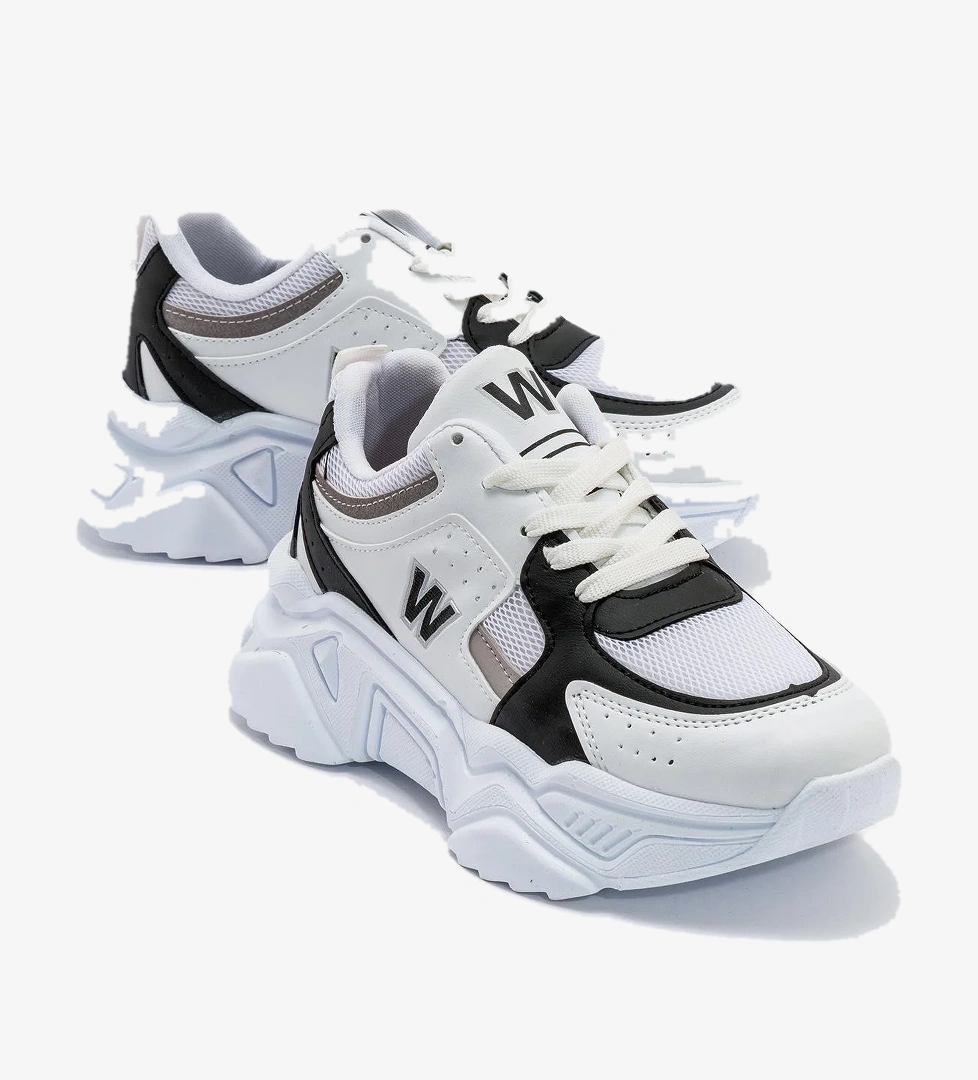 Kadın Anorak Spor Ayakkabı BEYAZ SİYAH