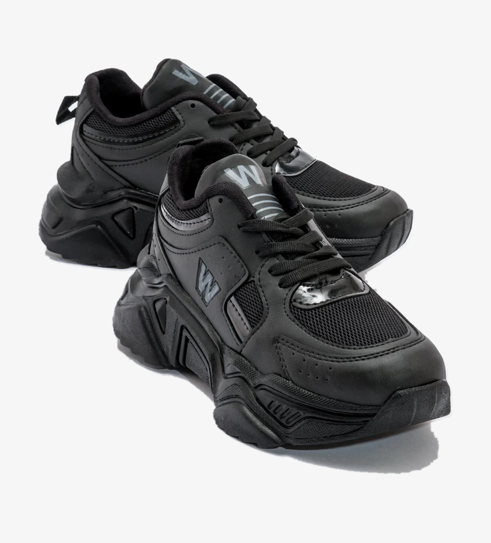 Kadın Bağcıklı Spor Ayakkabı SİYAH SİYAH