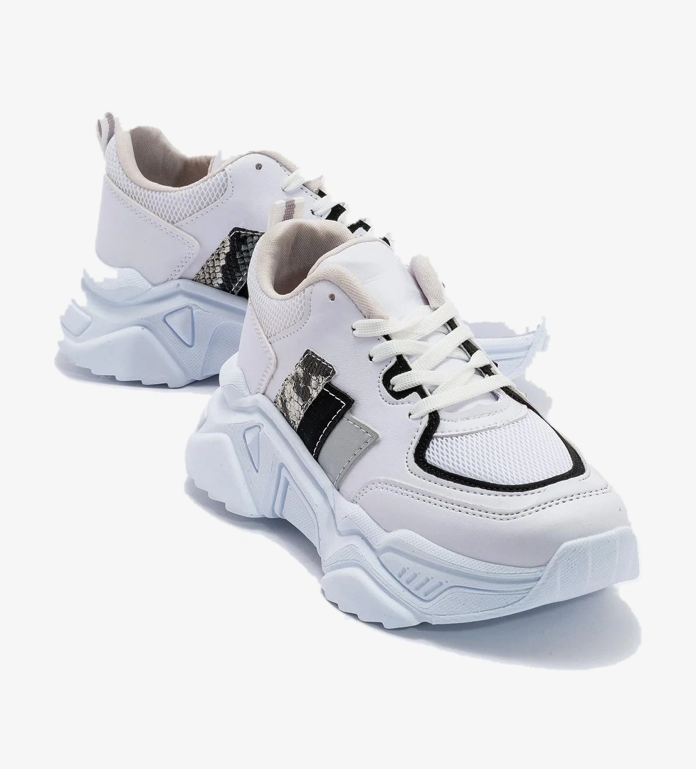 Kadın Anorak Spor Ayakkabı BEYAZ SİYAH