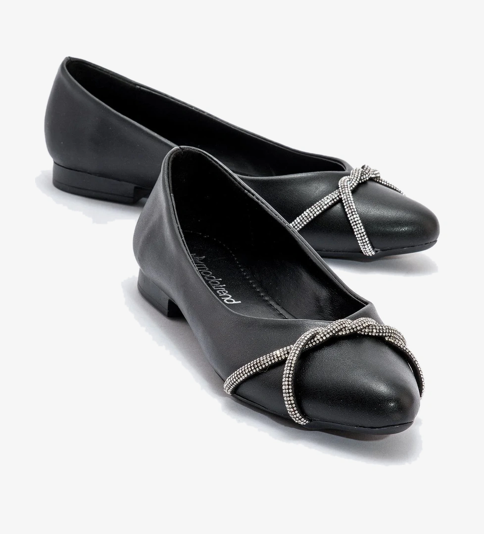 Kadın Taşlı Babet SİYAH CİLT - Görsel 1