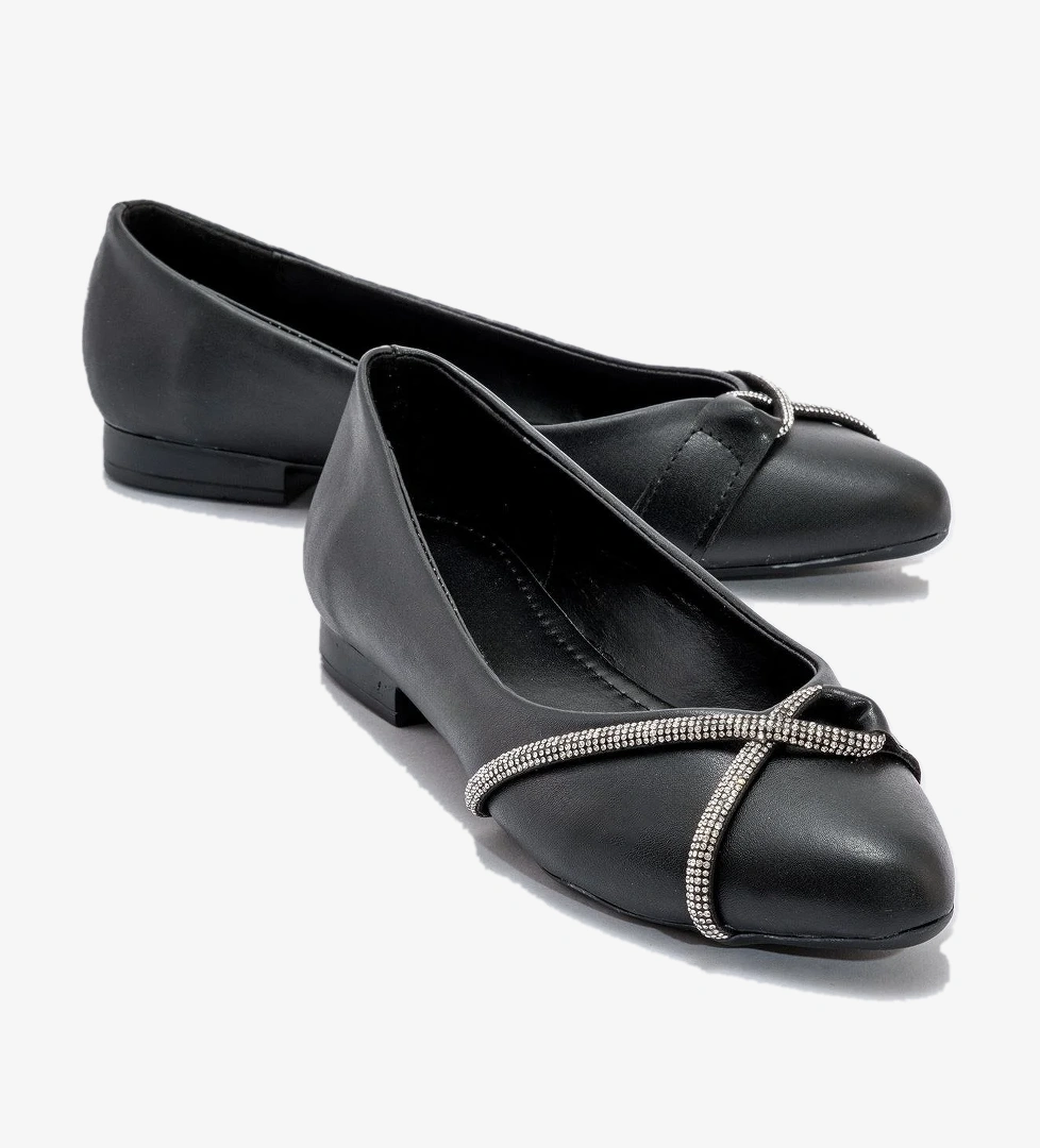 Kadın Taşlı Babet SİYAH CİLT - Görsel 1