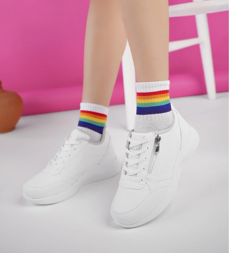 ASİA Garantili Kadın Ortopedik Günlük Bağcıklı Yandan Fermuarlı Rahat Sneaker Spor Ayakkabı