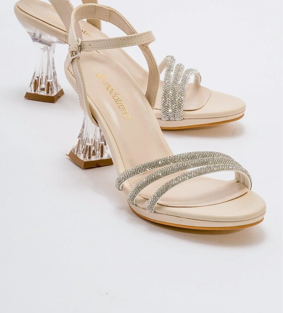 Kadın Taşlı Topuklu Sandalet TEN CİLT