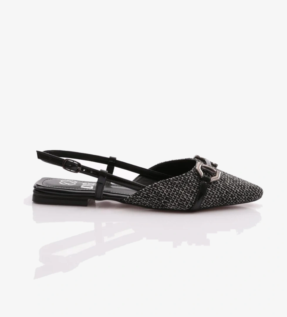 6006 Kadin Metal Aksesuarli Arkadan Bağlamali Babet - Görsel 1