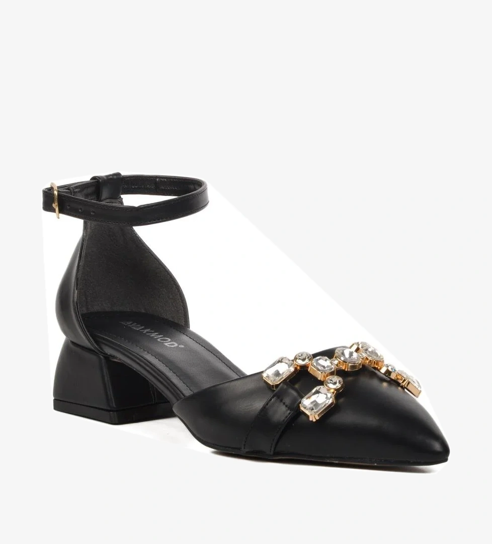 326184 Siyah Kadın Taşlı Abiye Ayakkabı