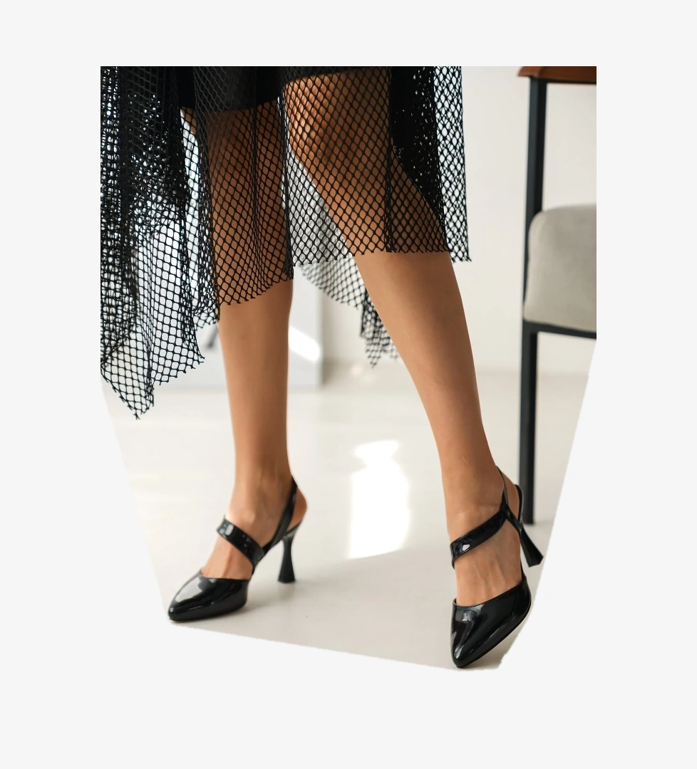 Odian Siyah Rugan (8cm Topuklu) Günlük Kullanım Ayakkabı