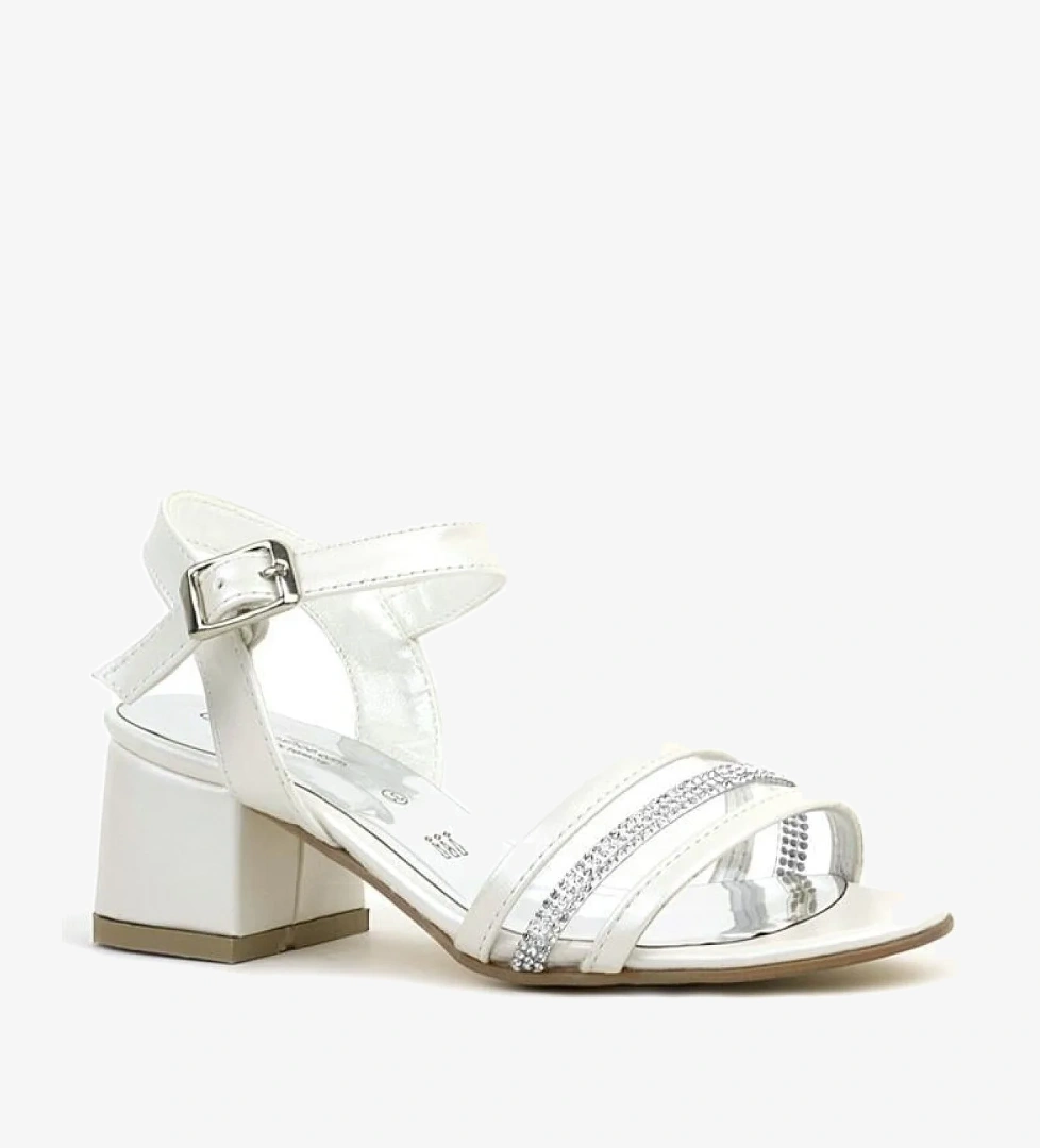 Hapshoe Kids Sedef Rugan Taşlı Kalın Kız Çocuk Abiye Topuklu Ayakkabı model görseli