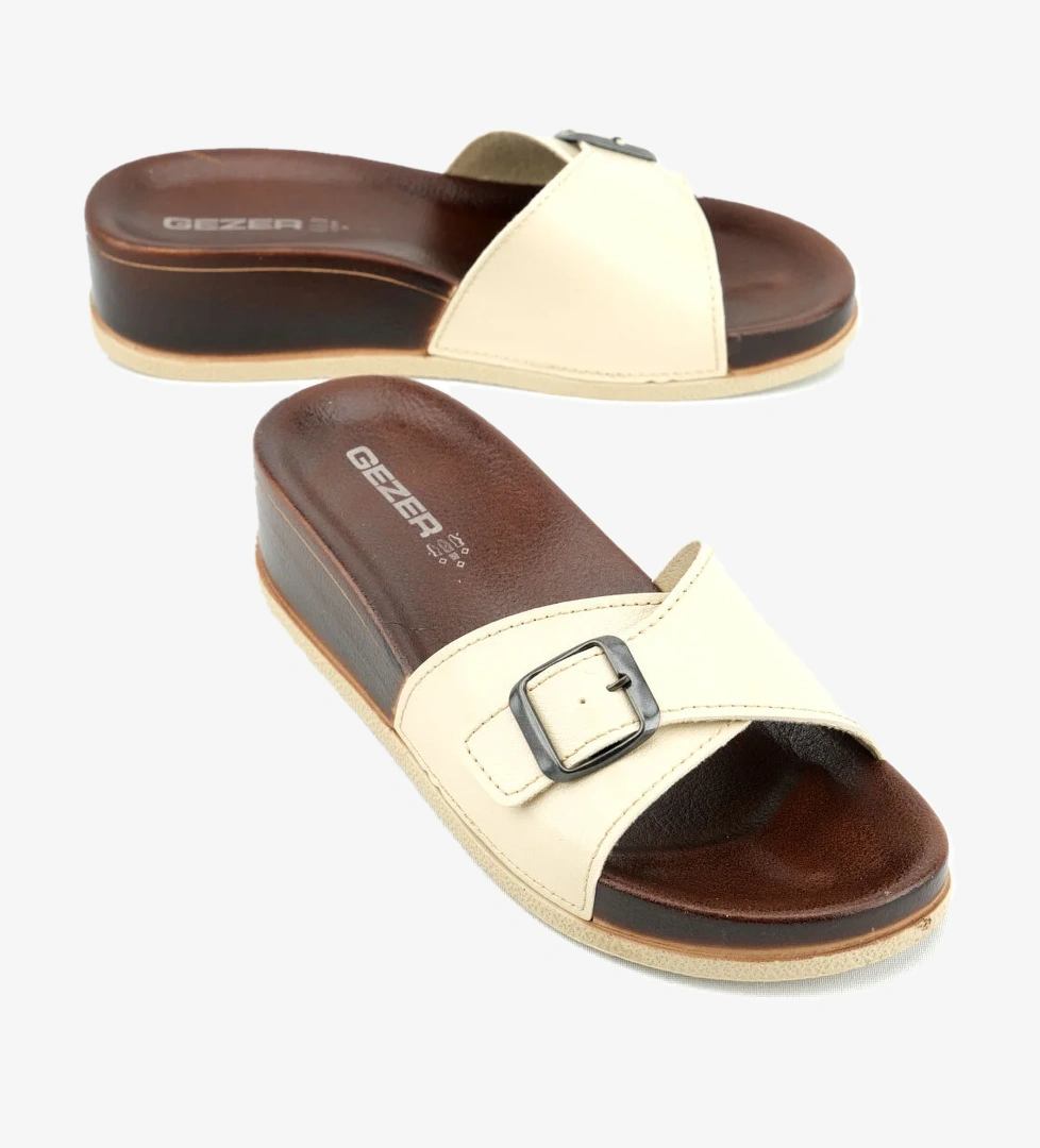 Yazlık Kadın Tek Toka Ayarlanabilir Suni Deri Terlik - Görsel 1