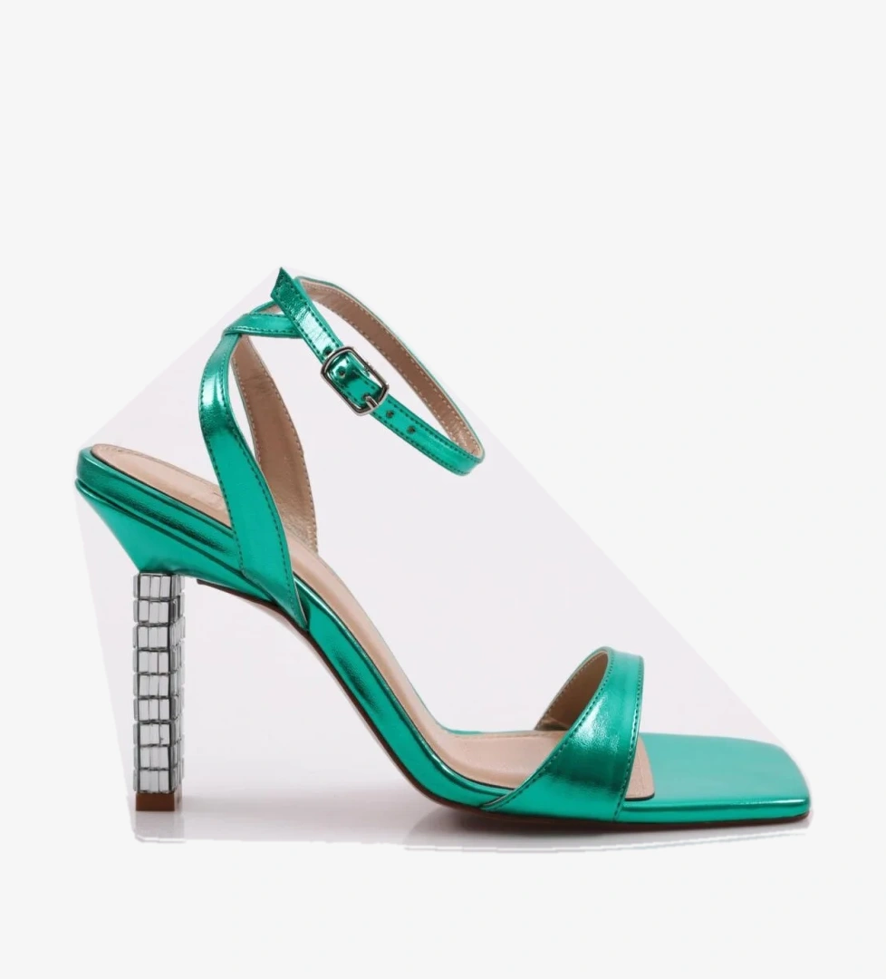 9011 Kadin Bilekten Bağlama Tek Şerit Topuklu Ayakkabi