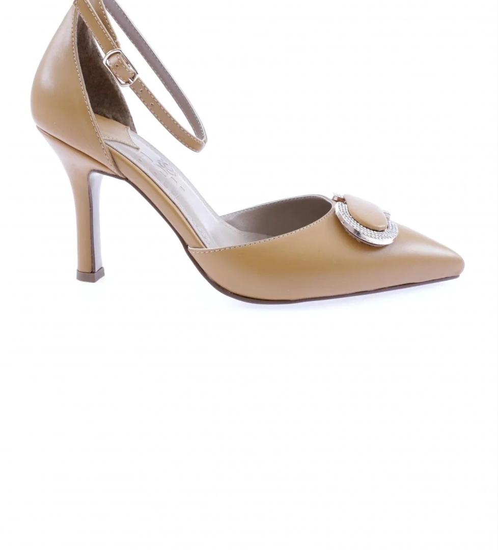 2000-23Y Kadin Bilekten Bağli Kristal Tokali İnce Topuklu Ayakkabi