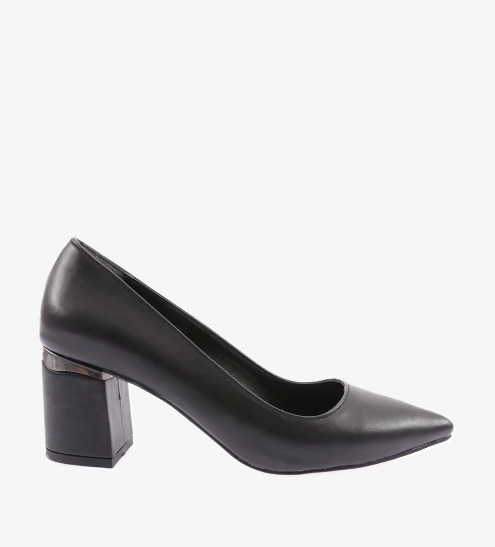 Dgn Dgn Siyah 3300-23Y Kadin Sivri Burun Kalin Topuklu Ayakkabi Topuklu Ayakkabı | Flo Siyah - 1. görsel