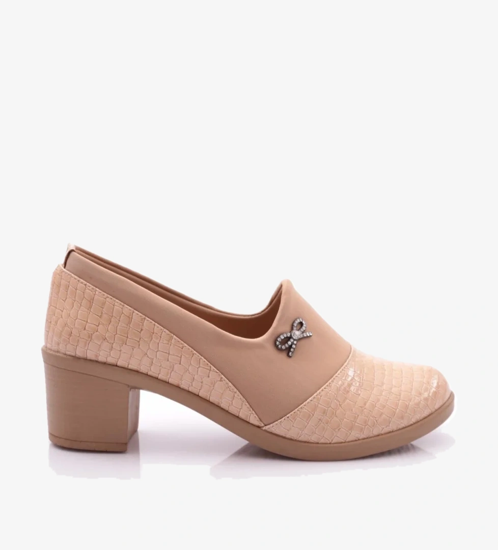 23031 Kadin Kurdela Desenli Topuklu Ayakkabi - Görsel 1