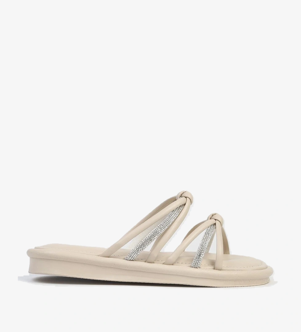 ® | PC-5106-3891 Krem-Kadın Taşlı Terlik